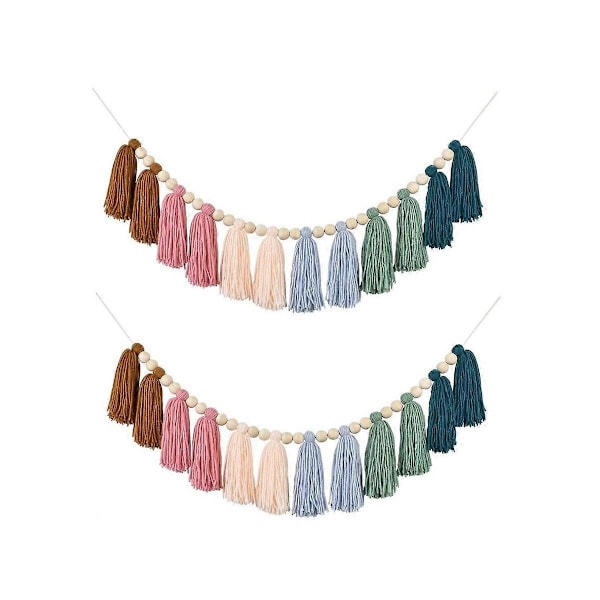 CASA 2 KPL Sateenkaari Boho Garland puuhelmillä Värikäs seinäkoriste Garland Juhlat Vauvakutsukoriste