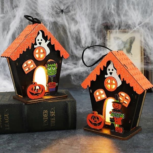 Halloween Pumpahus Ornament 2 Delar LED-lampor