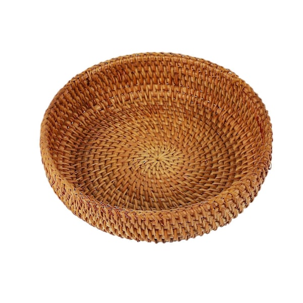CASA Handgjord Höst Rattan Vävning Rund Förvaringskorg Fruktskål Rattan Brödkorg för Kök Mat