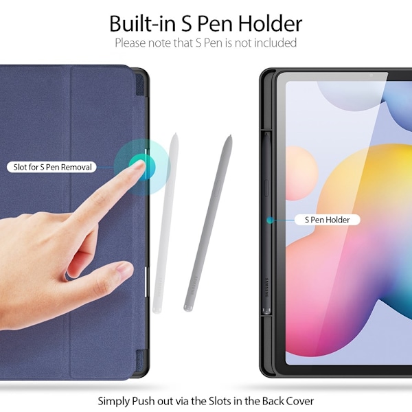 Samsung Galaxy Tab S6 Lite - DUX DUCIS Domo Tri-Fold Fodral - Blå Blue Blå