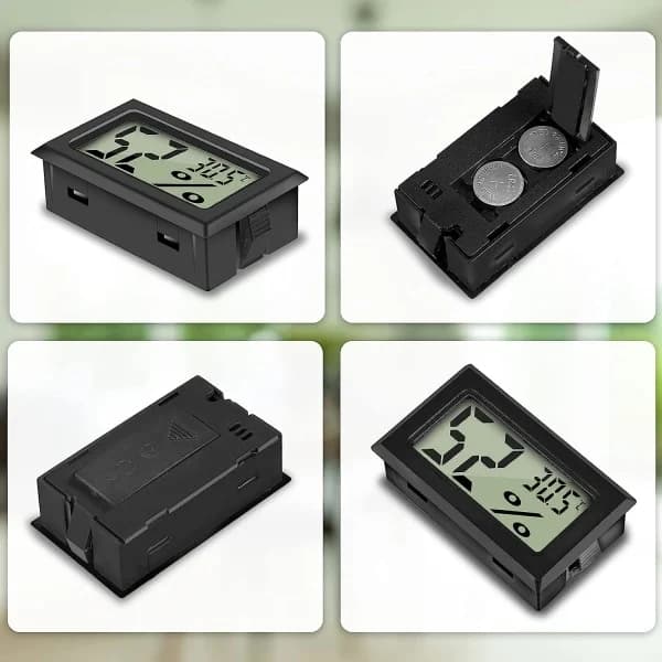 Digitalt Termometer Hygrometer med Fugtighedssensor - Sort (6-pak)