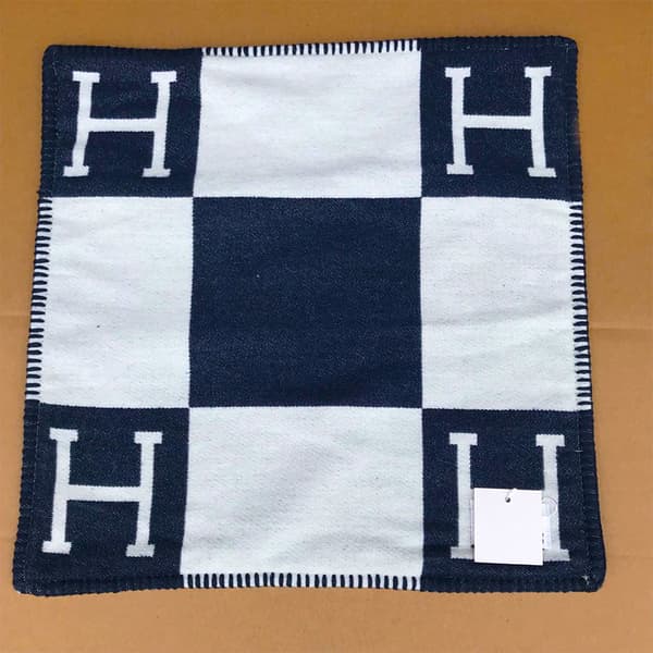 45x45cm H-bogstav Uld Kasmirs Pudebetræk Loft seng Sofa Fly Navy Blue