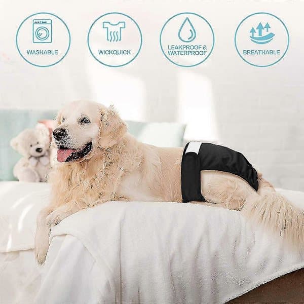 Genanvendelige vaskbare hundebluser, meget absorberende hundebluser Sort