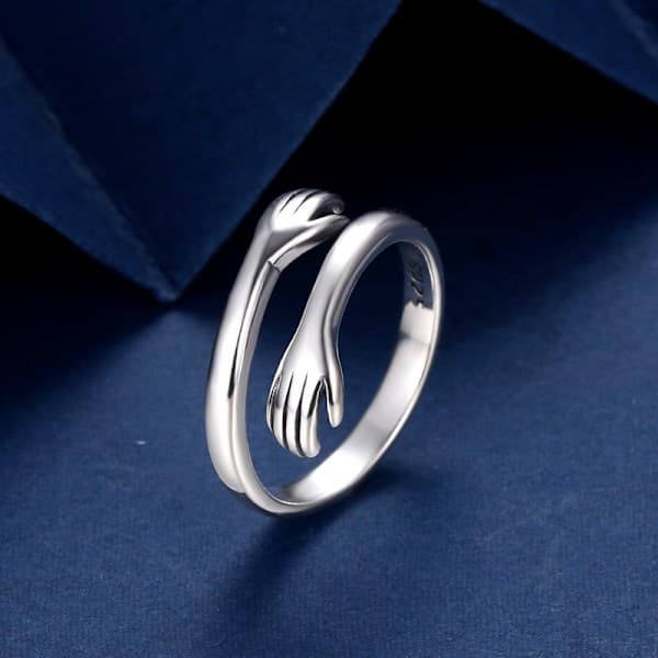 Krama ring, 925 Sterling Sølv Justerbar Krammering Åben Ring
