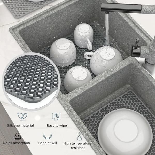 Silicone Sink Protector Mat 30.5 * 30.5cm, Dish Drying Mat Counter Protector, Sink Mats