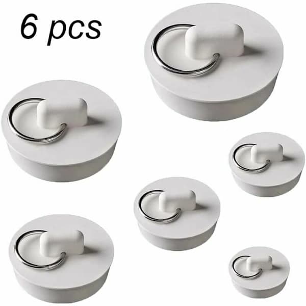 6 stk. hvide gummipropper type A + hvide gummipropper type B + hvide gummipropper type C + hvide gummipropper type D + hvide gummipropper type E + hvide gummipl...