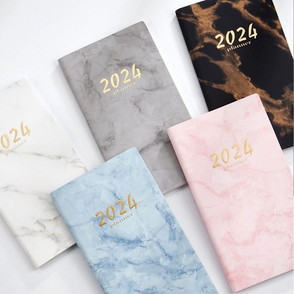2024 A6 Agenda Bog Dagbog Ugeplanlægger Notesbøger To-Do-Liste Engelske Notesblokke med Kalender Grey