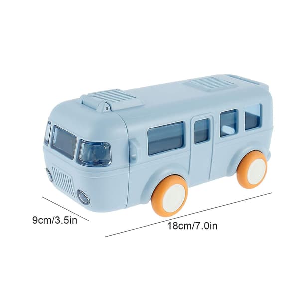 Bärbar vattenkopp i bussform, bilhalmvattenkopp, bussvattenflaska Kawaii bilhalmvattenkopp Blå Blue