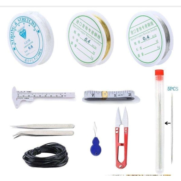 Mega Kit för Smyckestillverkning - Tänger, Tråd, Ringar - DIY flerfärgad_ca multifärg
