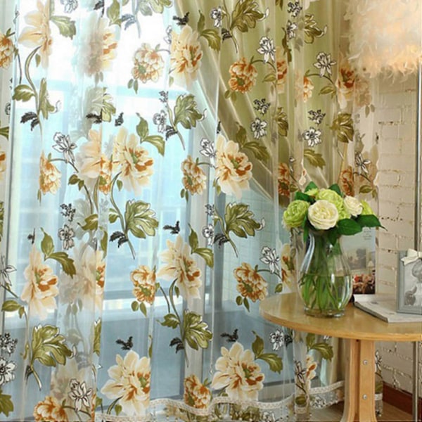 CASA Glasdörr Dekorativ Gardin Sovrum Voile Gardin Tyll med Spets Hängen Fönster Drapering Skir, Pu