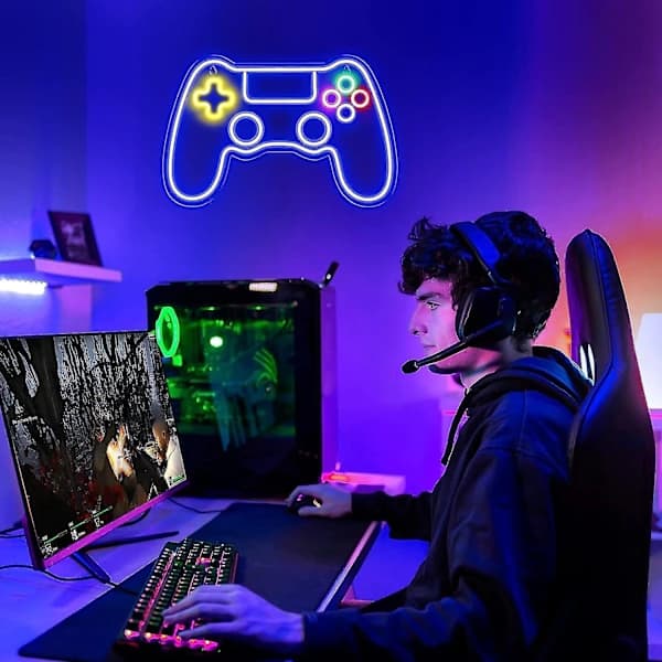 LED Neon Skilt til Gamere - Kontroldesign til Spillerumsindretning