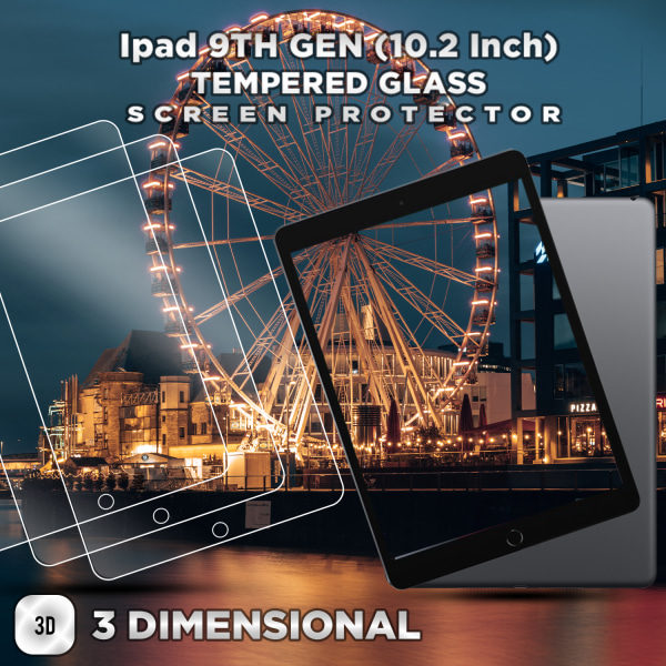 3-pakks skjermbeskytter for Apple iPad 9. generasjon (10,2 tommer) - Herdet glass 9H - Super kvalitet