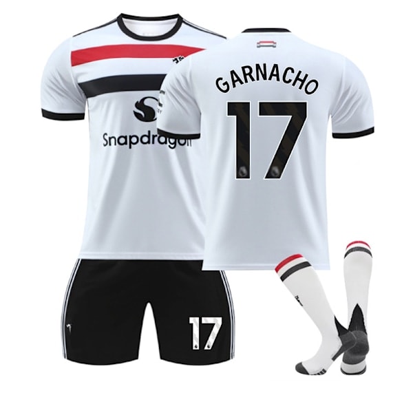 2024-2025 Manchester United Bortetrøye Barn Fotballdraktsett Nr. 17 Garnacho XS