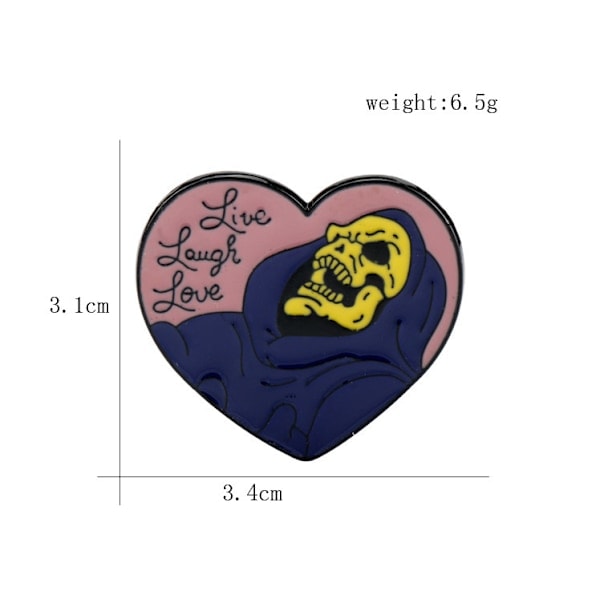 2 stk. Live, Laugh, Love - Skelet - Badge Pin