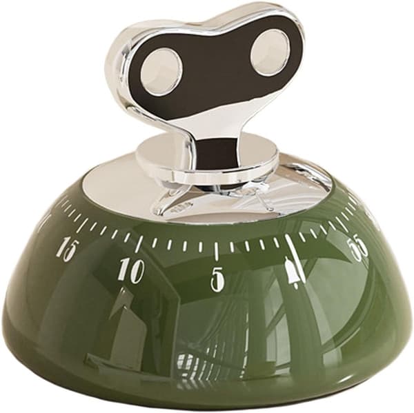 Kjøkkentimer, Magnetisk Mekanisk Nedtellingstimer, 60-Minutters Batterifri Alarm for Matlaging, Baking, Kontor og Studier, Matcha Grønn