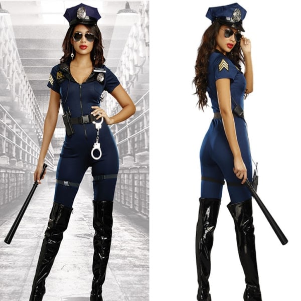 Voksen Kvinne Politi Kostyme For Halloween Klesoppkledning Fest XL XL