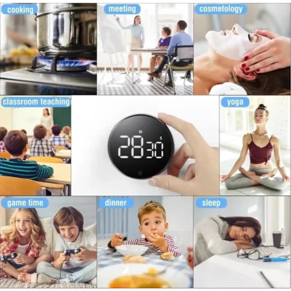 Magnetisk digital kökstimer - Stor digital kökstimer med LED-nedräkningsdisplay (silver)