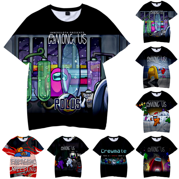 Among Us 3D-T-shirt för barn Toppar Pojkar Flickor Tonåring T-shirt E 140cm_ca