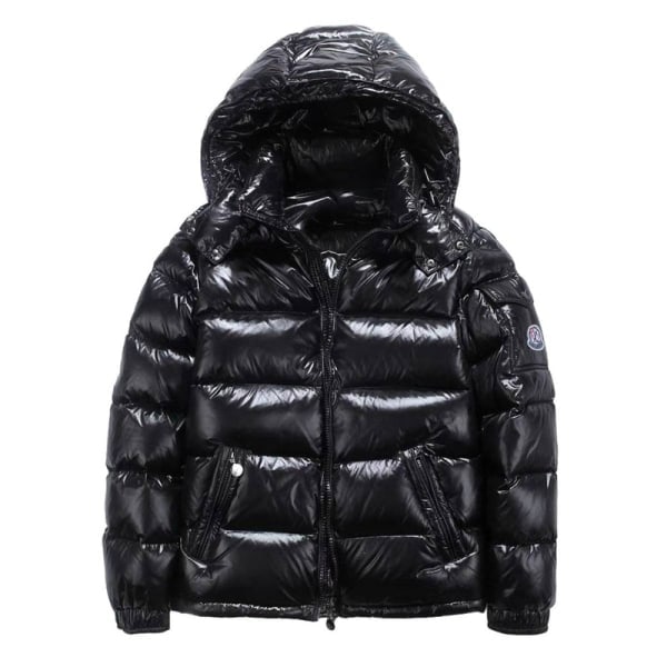Miesten Talvi Lyhyt Kiiltävä Pystykaulus Vedenpitävä Hupullinen Untuvatakki Musta Musta black XL（noin） black XL