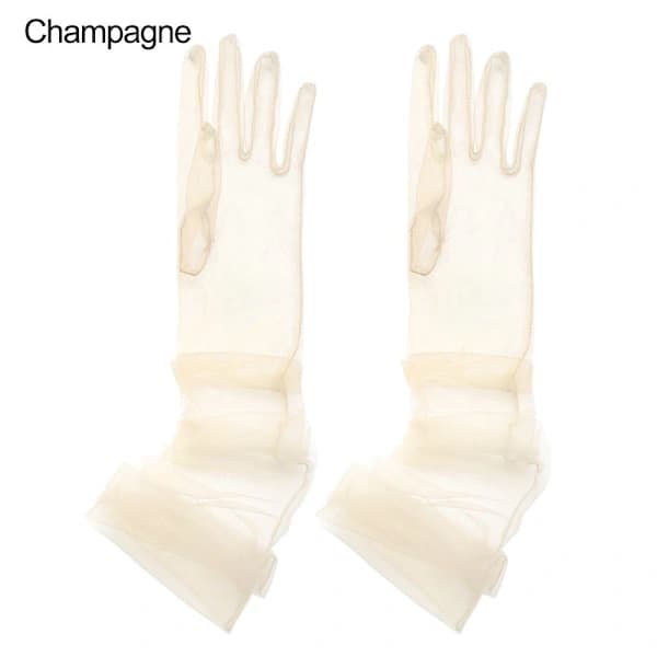 1 par Tyl Handsker Bryllupsbrudehandsker CHAMPAGNE Champagne