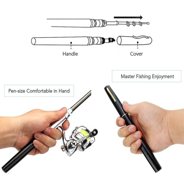 1M / 1,4M ficka Hopfällbar fiskespö Rulle Combo Mini Pen Fishing Pole Kit Teleskopfiske red 1M