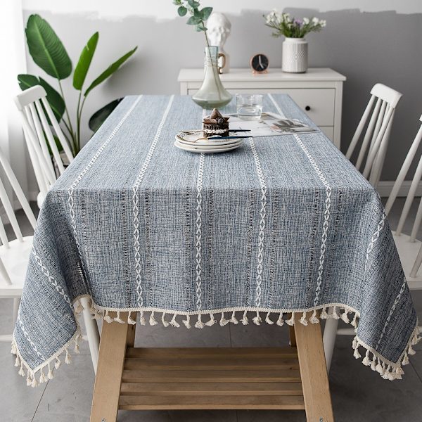 Rektangulär Bordsduk i Bomull och Linne, Rektangulära Bordsdukar Grå 110x110cm