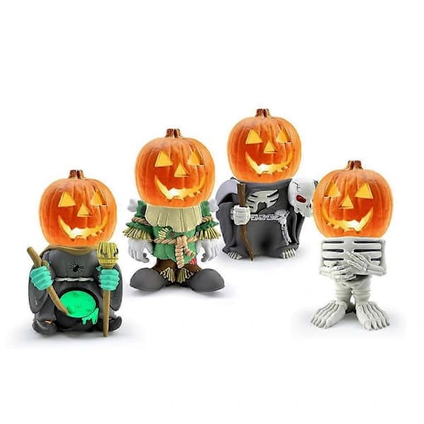 Lysende Jack-o'-Lantern Ornament til Halloween-dekorationer - LED Græskar Sæt