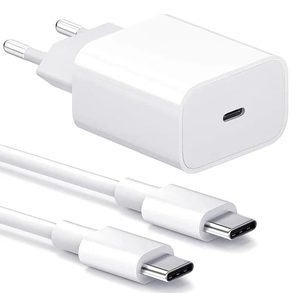 Lader for Android/Apple - Hurtiglader 20W USB-C - USB-C, adapter + 2m kabel Hvit, flere størrelser tilgjengelig (Flere kombinasjoner tilgjengelig)...