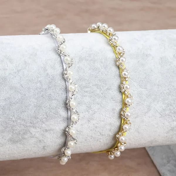 Barn Krystall Perle Blomst Pannebånd Faux Perle Rhinestone Sølv