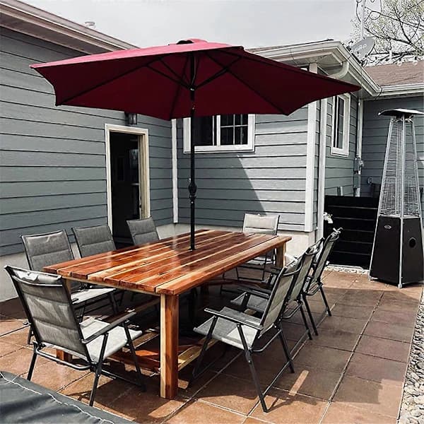 Parasolring til terrassebord med hul, parasolstabilisatorhylse, sort