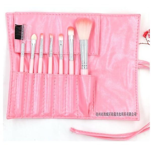 CASA Sminkborstar 7 delar med fodral - 4 Färger Pink 7st Pink