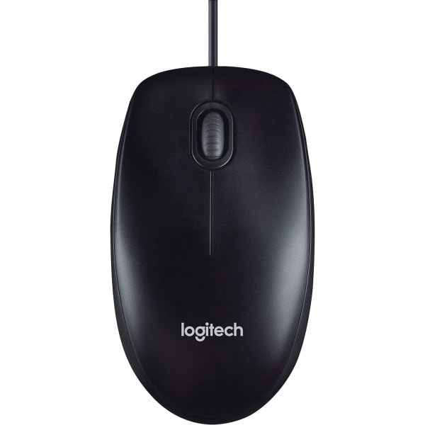 Logitech M90 USB-mus med sladd, 1000 DPI optisk avläsning, ambidextriös design, kompatibel med PC, Mac, bärbar dator, svart (ca)