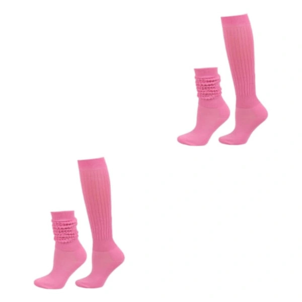 1/2/3/5 2-pack Slitstarka Slouch-strumpor Elasticitet och utsökt Deep Pink 2-set
