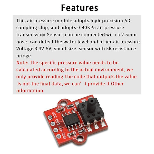 CASA 0-40Kpa Trycksensor Modul Vattennivå och Vätskenivå Sensor Kontrollerkort
