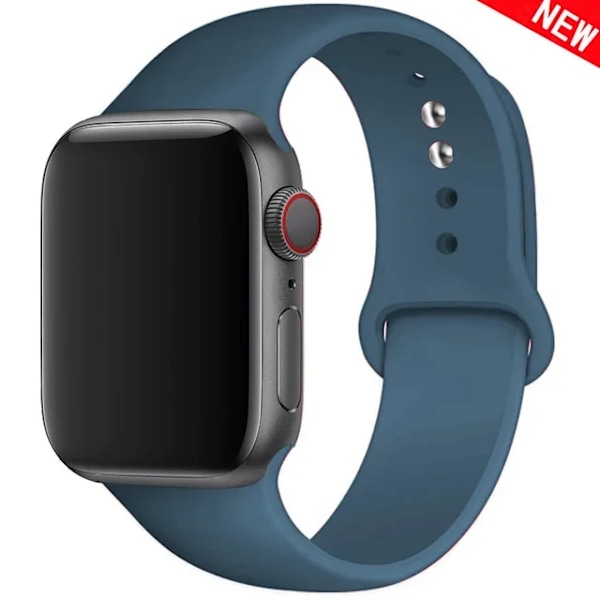 Silikonrem för Apple Watch Band 45mm 44mm 42mm 49mm 41mm 40mm 38mm armband iwatch Series 8 7 9 SE 4 3 5 Ultra 6 - Storm blue new-Storm blue new-Storm blue 38 40 41 mm M-L