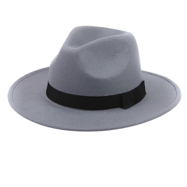Elegant hatt for kvinner, sammenleggbar ullfilt Outback-hatt, britisk stil, hodeplagg med bred brem og belte Gray Gray
