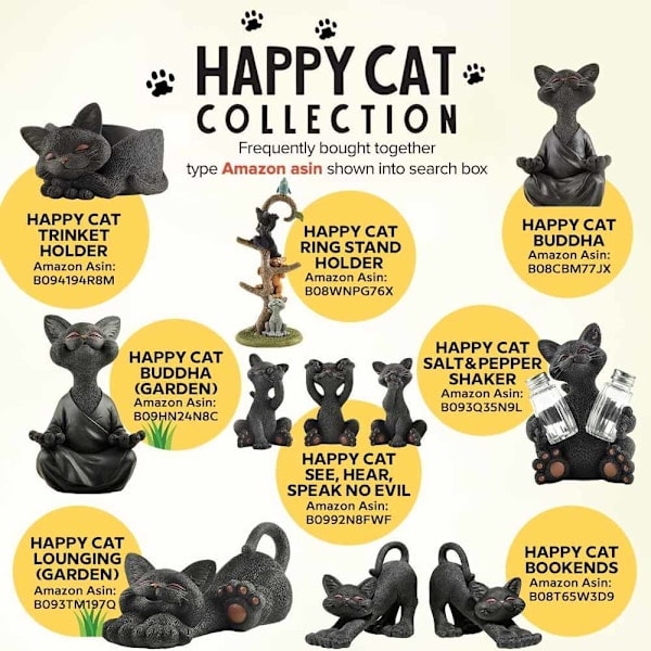 Buddha kattstatue meditasjon yoga samleobjekt gave til katt