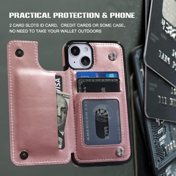 CQBB iPhone 13 Fodral Flip Mobiltelefon Plånboksfodral Premium PU Läder Ställ Kortfack Dubbla Magnetiska Stötsäkert Tunt Skyddsfodral