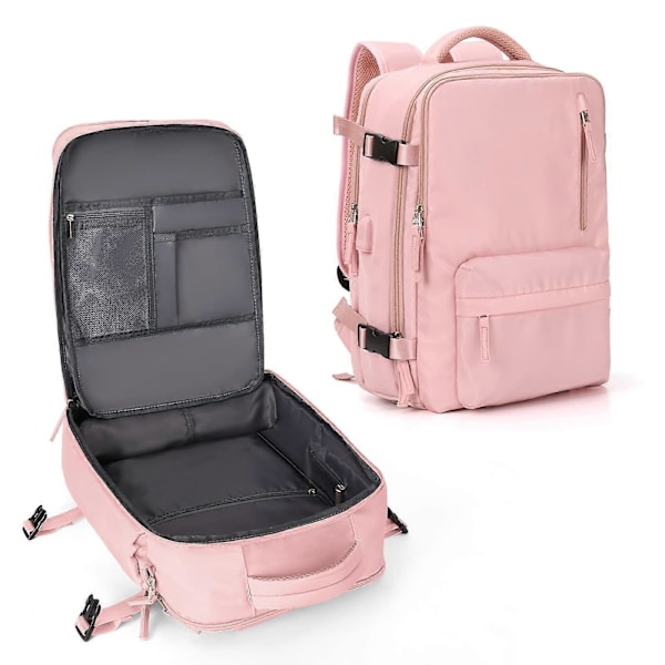 Vandtæt Letvægts Rejserygsække Stor Kapacitet Kvinder Multifunktionel Rejsetaske USB-Opladning Kvinde Flybagage Pink Pink 43x30x20cm