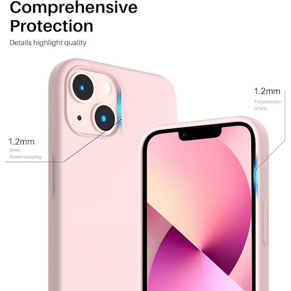 iPhone 13 Case, Liquid Silicone Case for 6.1 inch iPhone 13, Ultra-thin Case, Full Coverage Shockproof Protective Soft Case Chalk pink Chalk pink