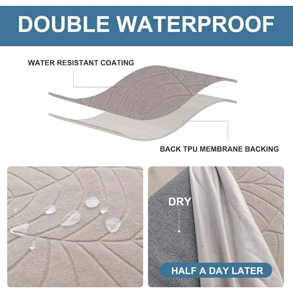 Waterproof Chair Covers for Restaurant, 6-pack, Elastic Jacquard, Removable and Washable, Suitable for Home (Leaf Pattern, Warm Grey, 6-pack)