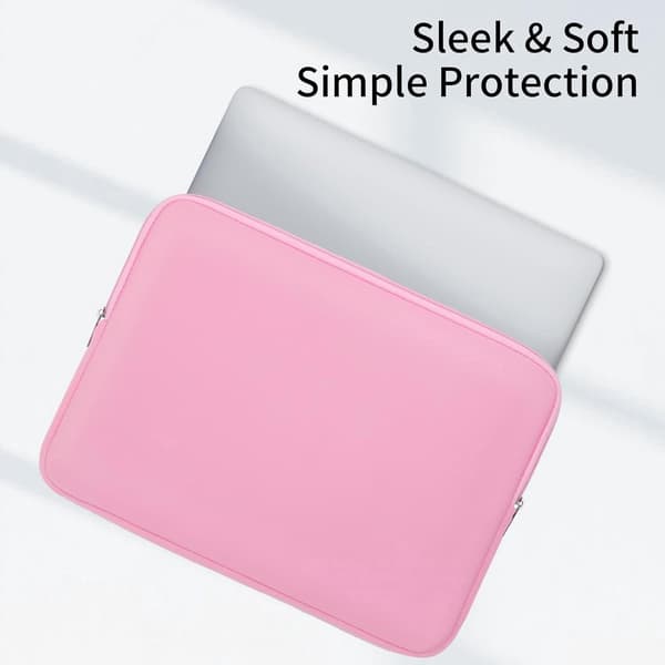 Bærbar computer sleeve, stød- og ridsefast, letvægts polyester med neopren inderside, til arbejde og rejser, pink, 14 tommer
