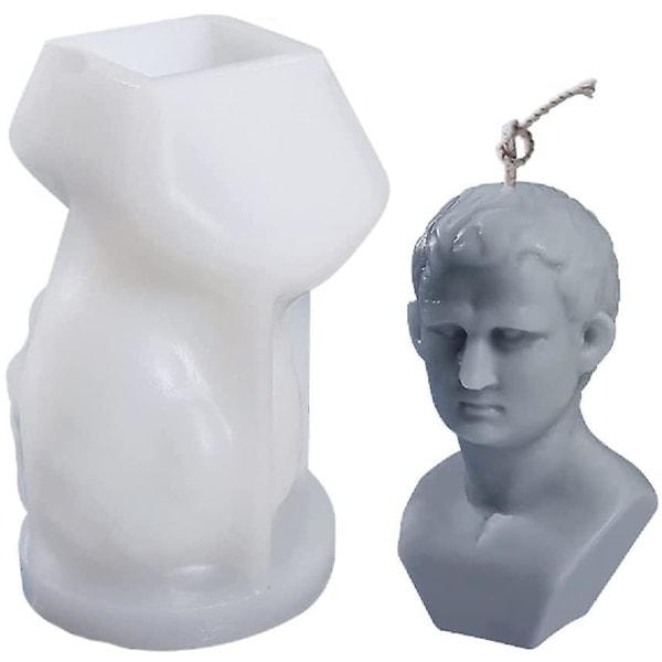 Silikoneform til lys, 3D buste statueform, bruges til at lave gips epoxyharpiks kropslys til DIY