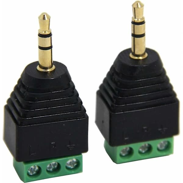 3,5 mm jack til skruklemadapter, stereokabling og IR-forlengelseskabel 2 stk