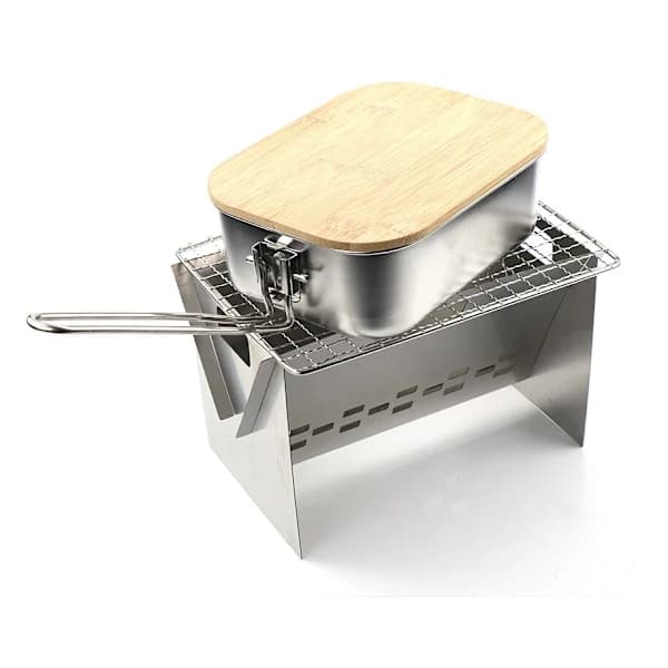Bærbart Mini Grillstativ, Sammenklappeligt BBQ-stativ i Rustfrit Stål til Udendørs Camping Picnic Baghave, Sølv 20 x 13 x 12 cm