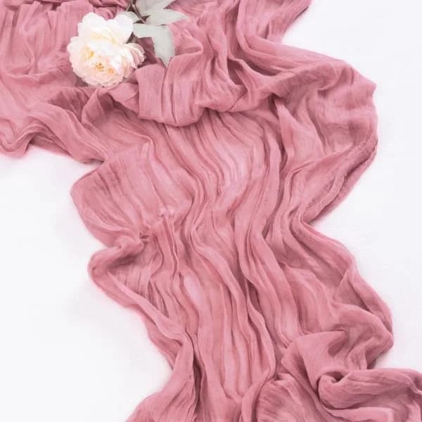 Bohemsk rustikk gasbind duk Lys rosa gasbind duk for babyshower dekorasjon svart 90cmx300cm