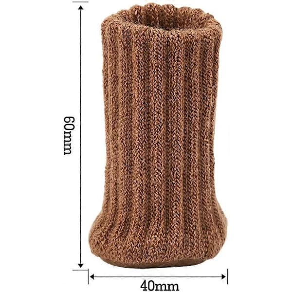 [CA] 24-pack Stolsockor med Hög Elasticitet, Halkfria Stolsockor Passar 1 \" till 2 \" Diameter, Stickade Möbelskydd (Brun)