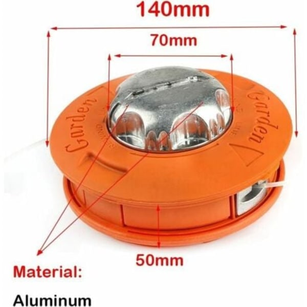 Universellt trimmerhuvud i legering M10 x 1,25 - Rak axel - För grästrimmer - Tålig, Superma, orange.ca