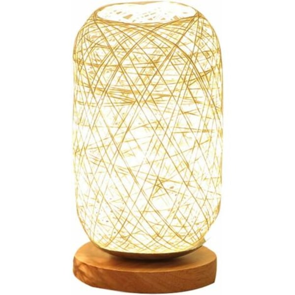 Nattlampe i rotting med ledning og trebase (Beige).ca