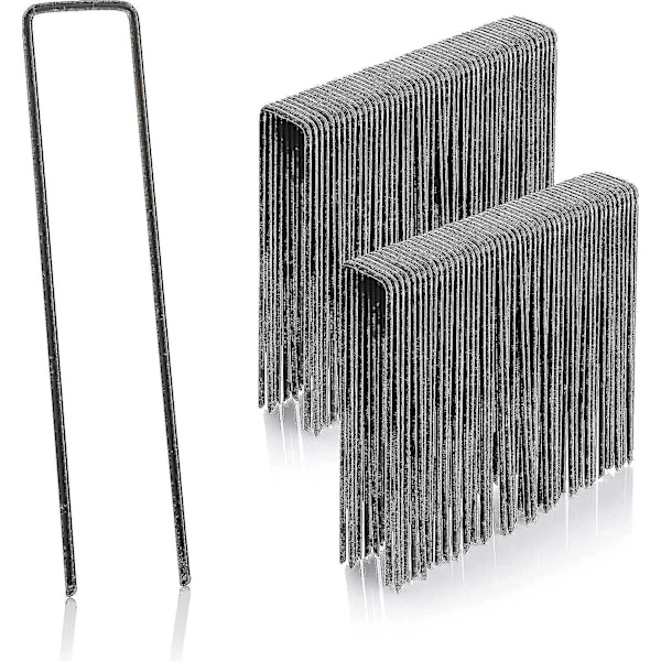 100-pack Markankare Galvaniserade U-formade Markankare för Trädgård, Ull, W